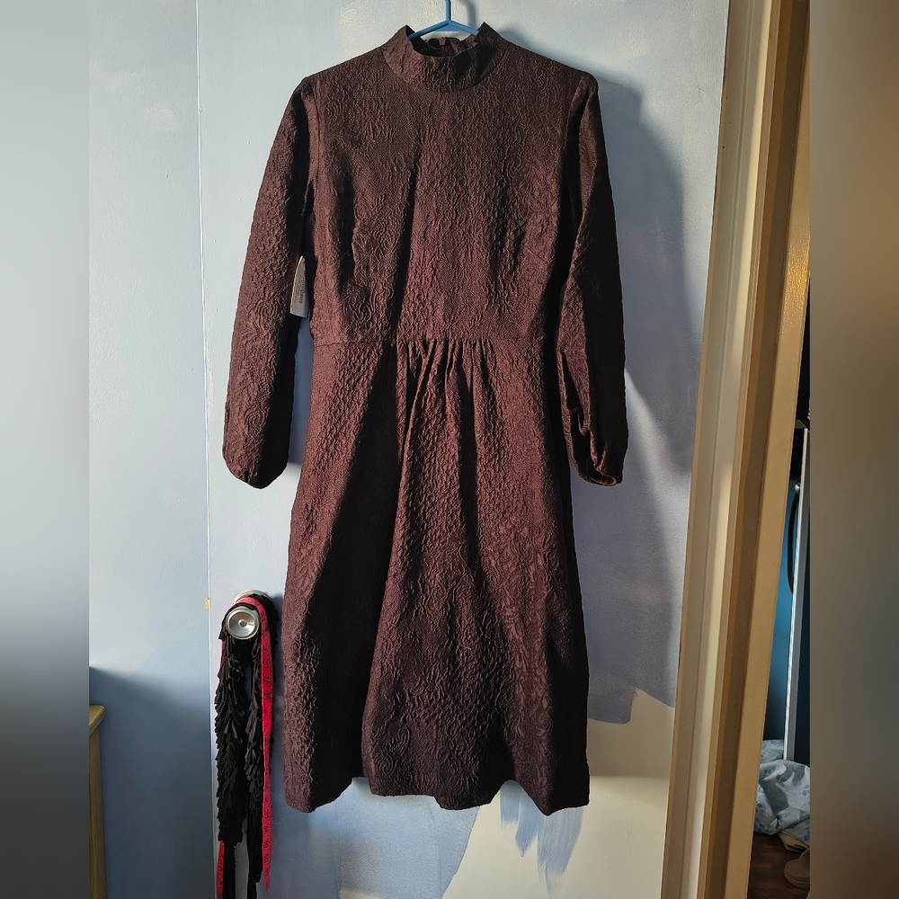 NWT Mother Of Pearl Silk Etienne High Neck Burgundy Dress 8 US